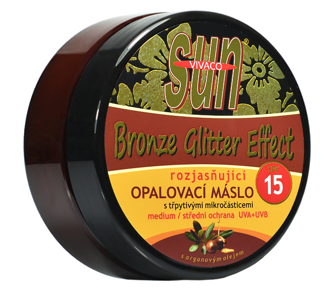 Opalovací máslo Glitter effect s BIO arganovým olejem SPF 15 SUN 200 ml