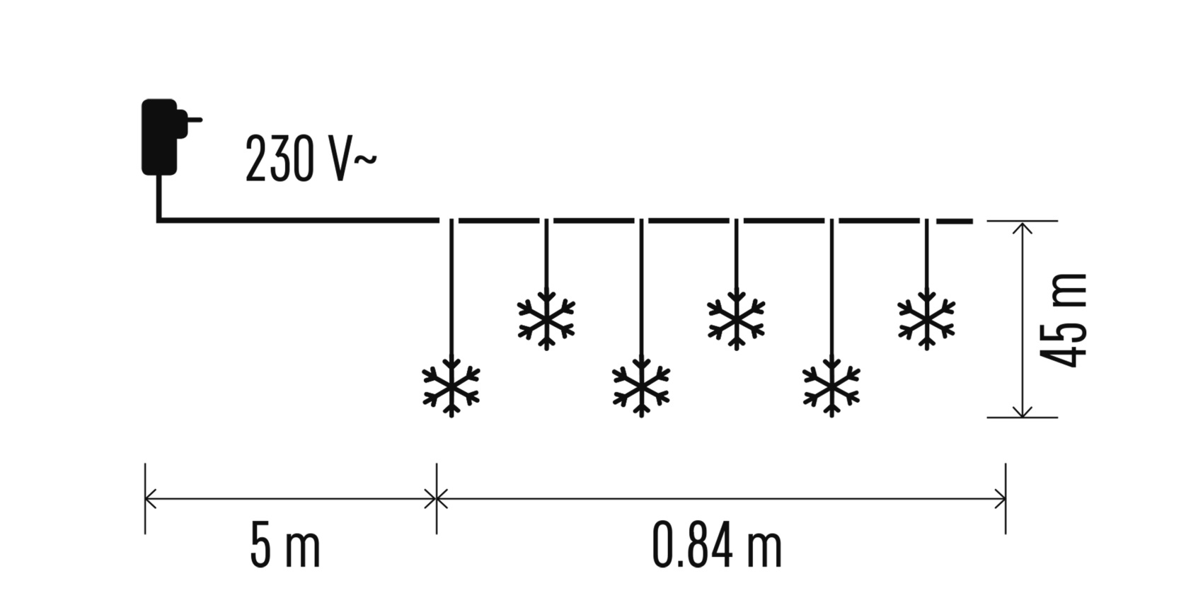 Vločky závěs 8 LED, teplá bílá (11327)