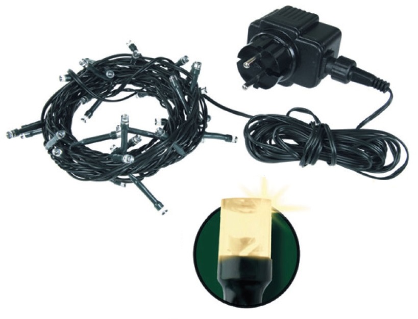 Osvětlení vánoční 8m-80 LED teplá bílá+5m přívodní kabel