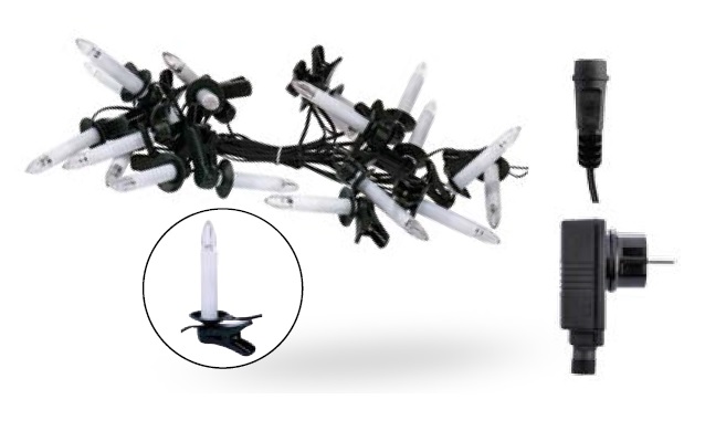 Osvětlení svíčky na klipu 7m-20LED barevná+ 7m přívodní kabel (11072)