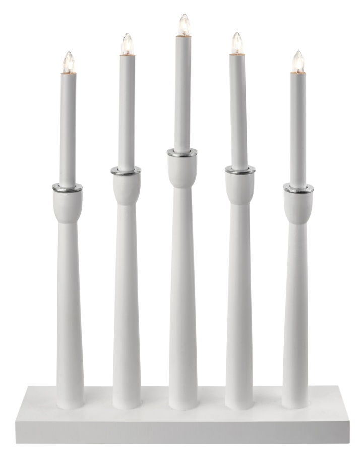 Svícen bílý 46 x 36 cm, 5 LED, teplá bílá + 1,5 m přívodní kabel (11288)