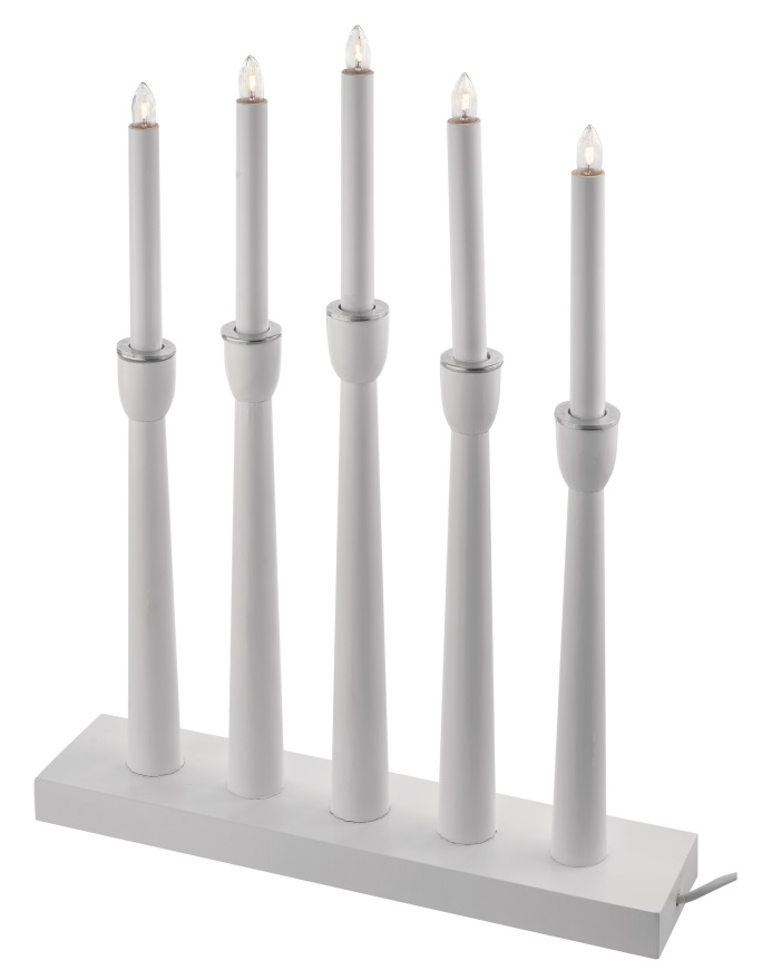 Svícen bílý 46 x 36 cm, 5 LED, teplá bílá + 1,5 m přívodní kabel (11288)