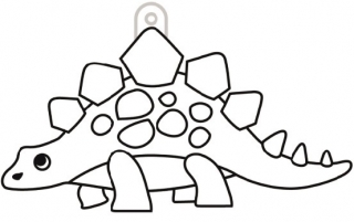 Závěsná sklíčka k vybarvení barvami na sklo cca 8 cm - 51. STEGOSAURUS