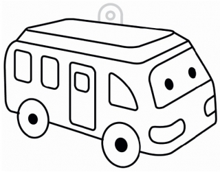 Závěsná sklíčka k vybarvení barvami na sklo cca 8 cm - 68. AUTOBUS
