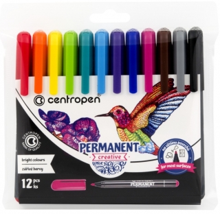 Popisovač Permanent Creative 12 barev, CENTROPEN (991064)