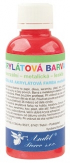 Univerzální akrylátové barvy lesklé, glitrové 50g-3. ČERVENÁ