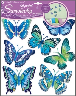 Samolepky na stěnu motýli modří 30,5x30,5 cm (10163)