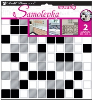 Samolepka na stěnu mozaika plastická, imitace obkladů,2 archy 25,5 x 25,5 cm (10201)