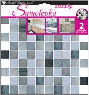 Samolepka na stěnu mozaika plastická, imitace obkladů z kamene, 2 archy 25,5 x 25,5 cm (10202)