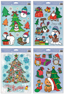 Fólie na okna s glitrem Merry Christmas 30x20 cm (215)