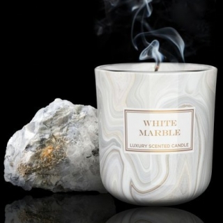 Bartek Candles luxusní svíčka ve světle mramorové krabičce White Marble 150g